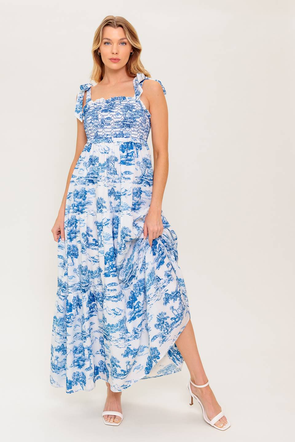 WHEN IN ROME MIDI DRESS - BLUE & White TOILE WHEN IN ROME MIDI DRESS - BLUE & White TOILE