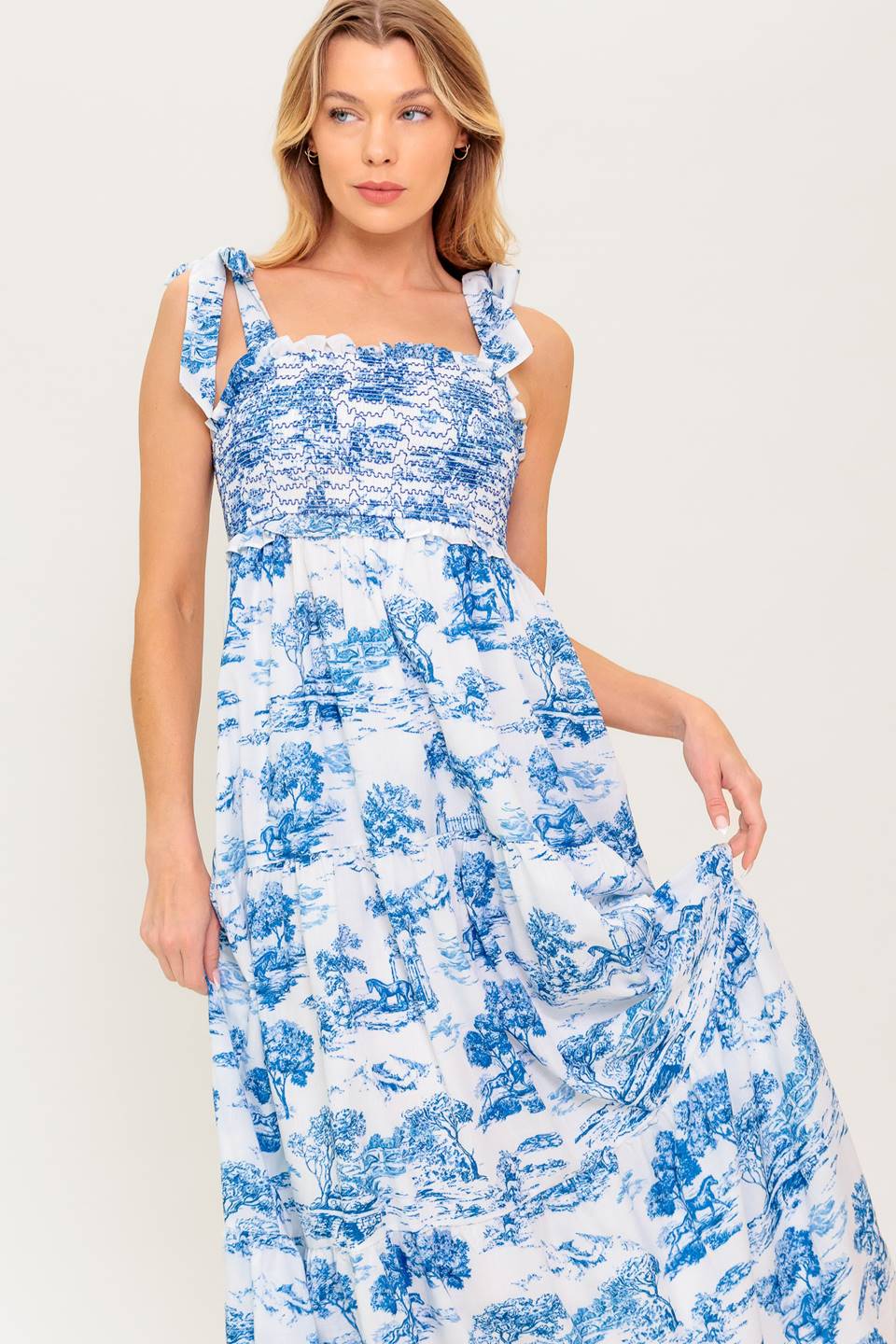 WHEN IN ROME MIDI DRESS - BLUE & White TOILE | LADY Black TIE WHITE/BLUE / M WHEN IN ROME MIDI DRESS - BLUE & White TOILE | LADY Black TIE WHITE/BLUE / M