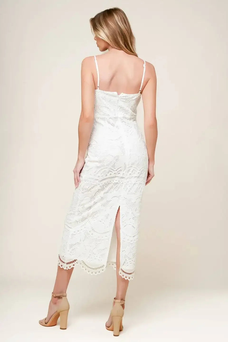 JOSEPHINE LACE MIDI DRESS - OFF WHITE