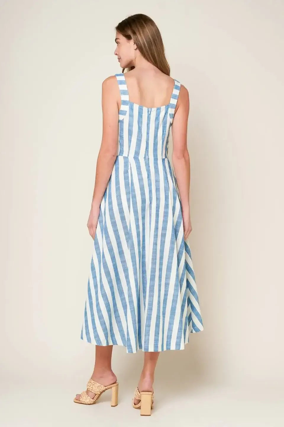 RIVERSIDE PARK BLUE STRIPE MIDI DRESS