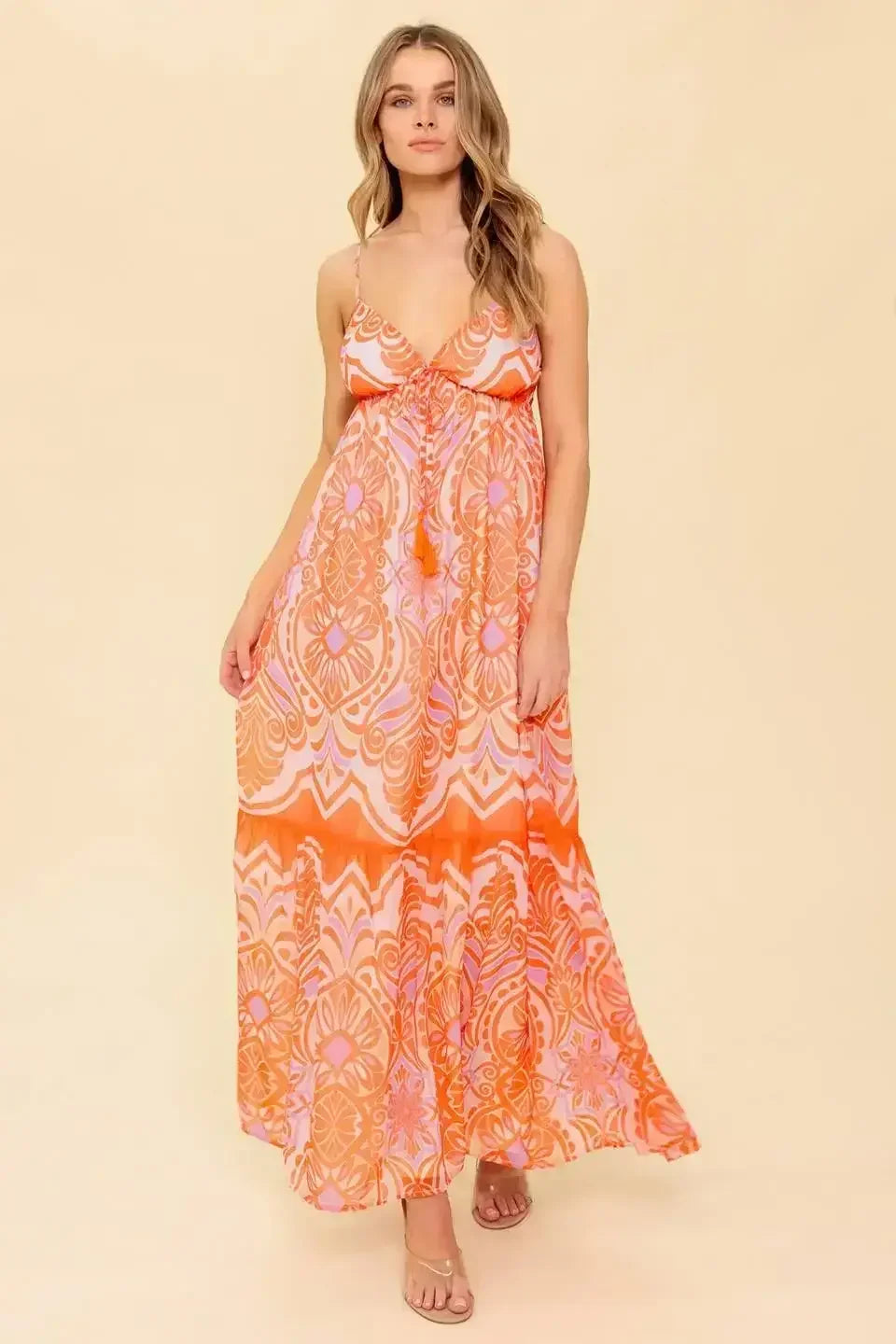 CABANA DAYDREAMS MAXI DRESS - CORAL - FINAL SALE