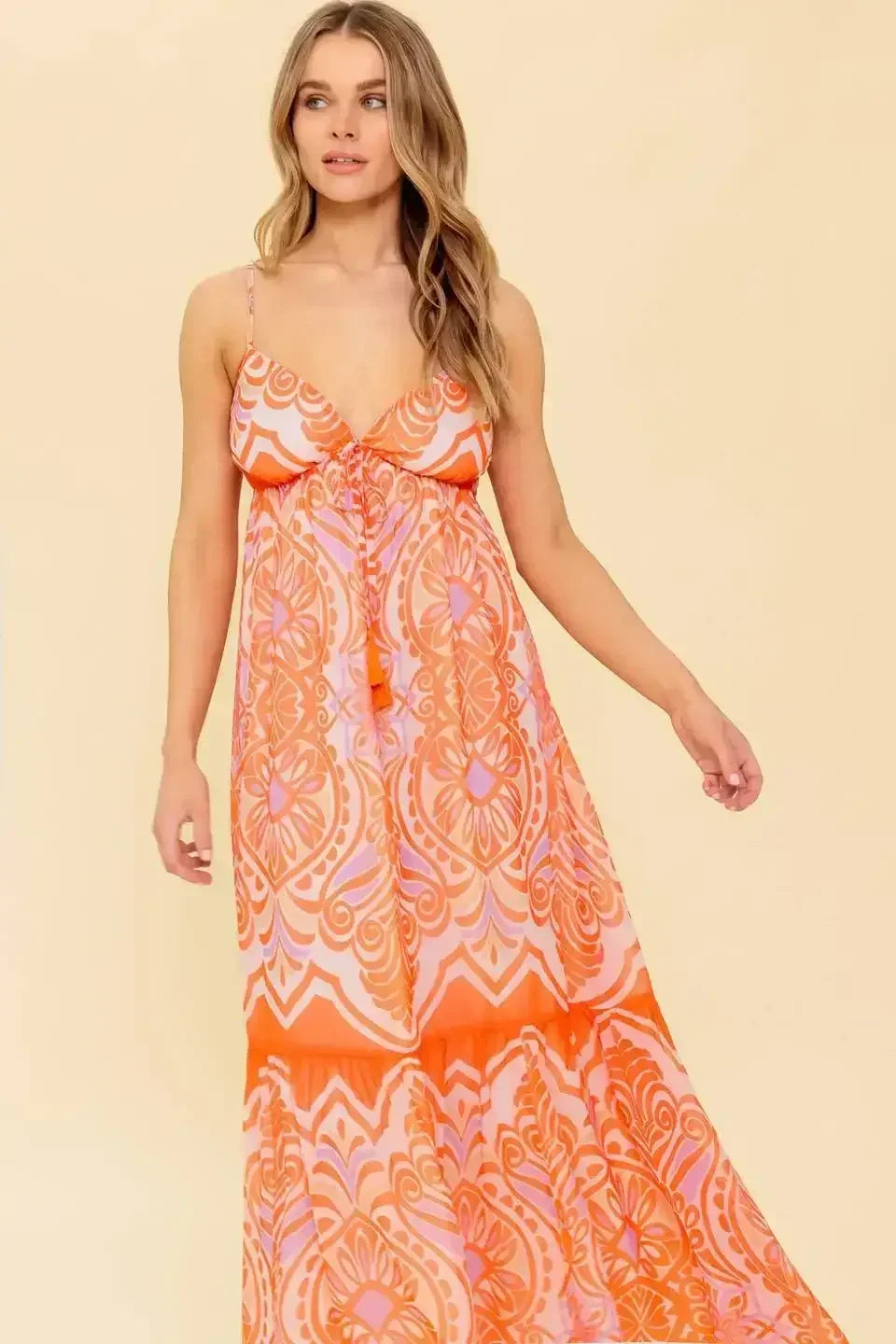 CABANA DAYDREAMS MAXI DRESS - CORAL - FINAL SALE