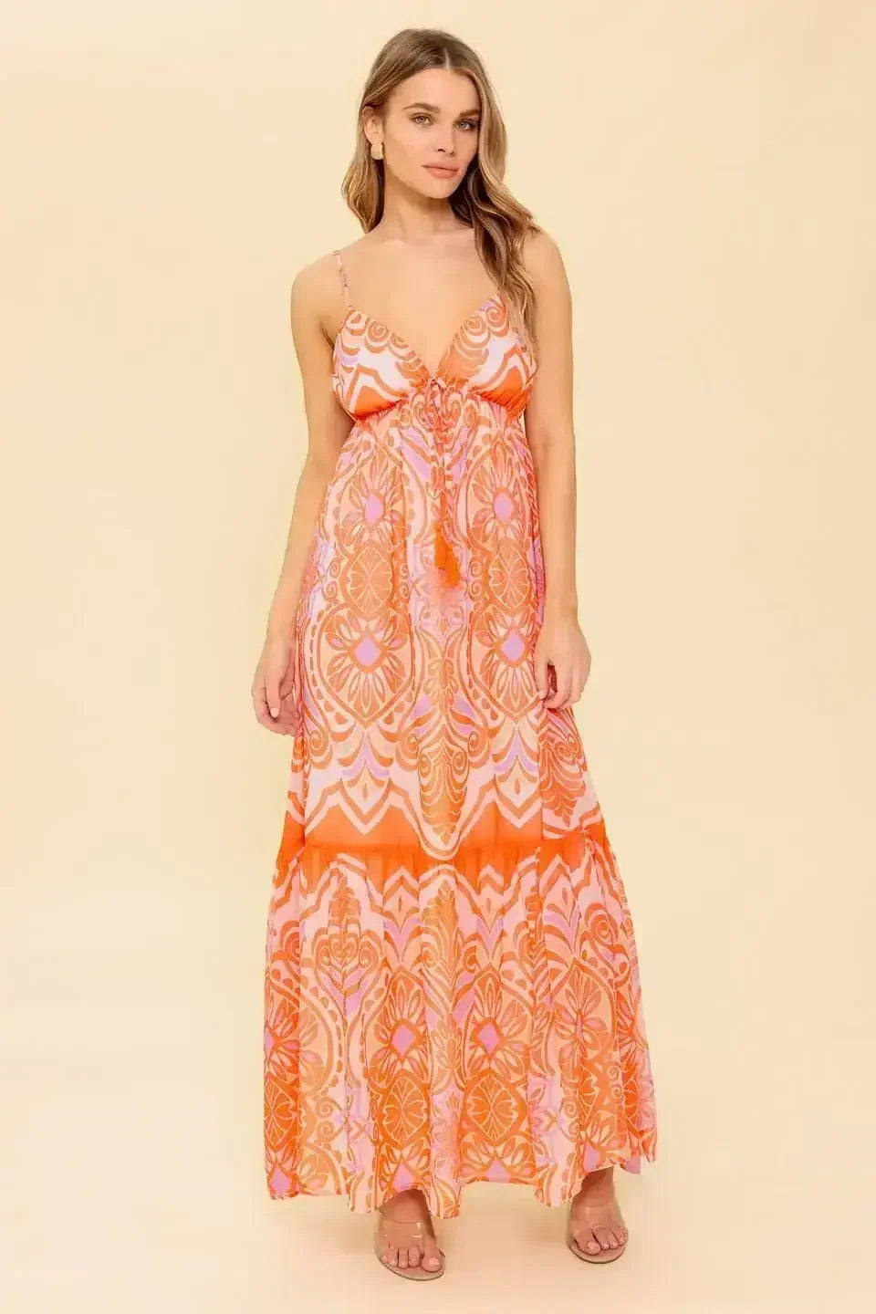 CABANA DAYDREAMS MAXI DRESS - CORAL - FINAL SALE