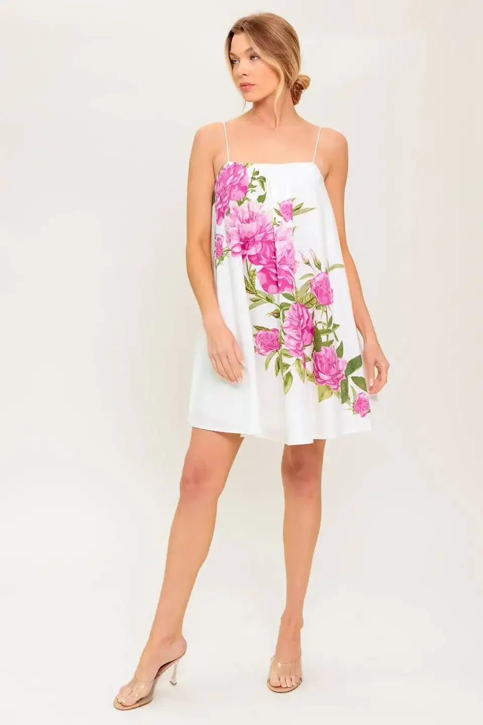 GARDEN WHISPERS - PINK FLORAL SWING DRESS