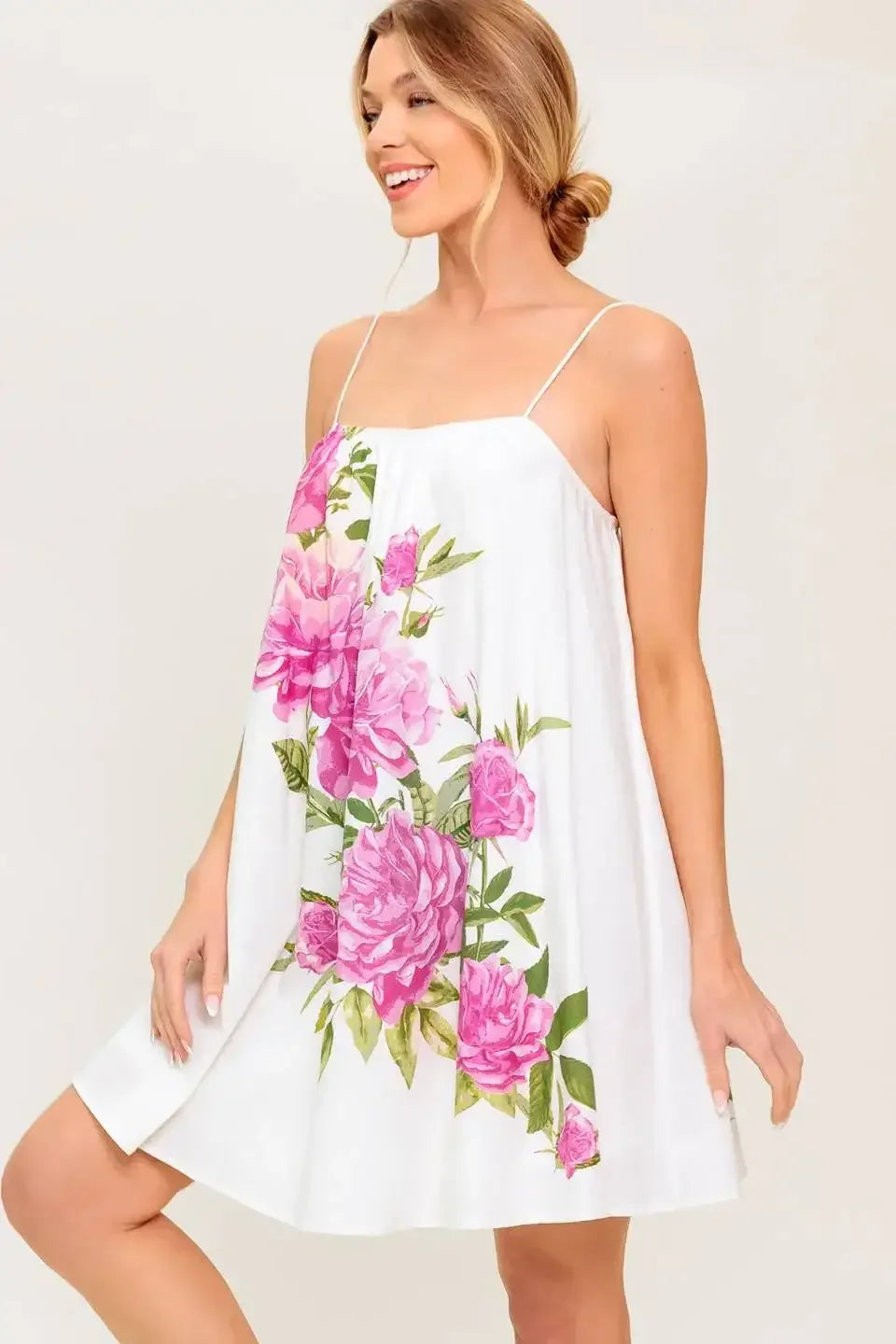 GARDEN WHISPERS - PINK FLORAL SWING DRESS