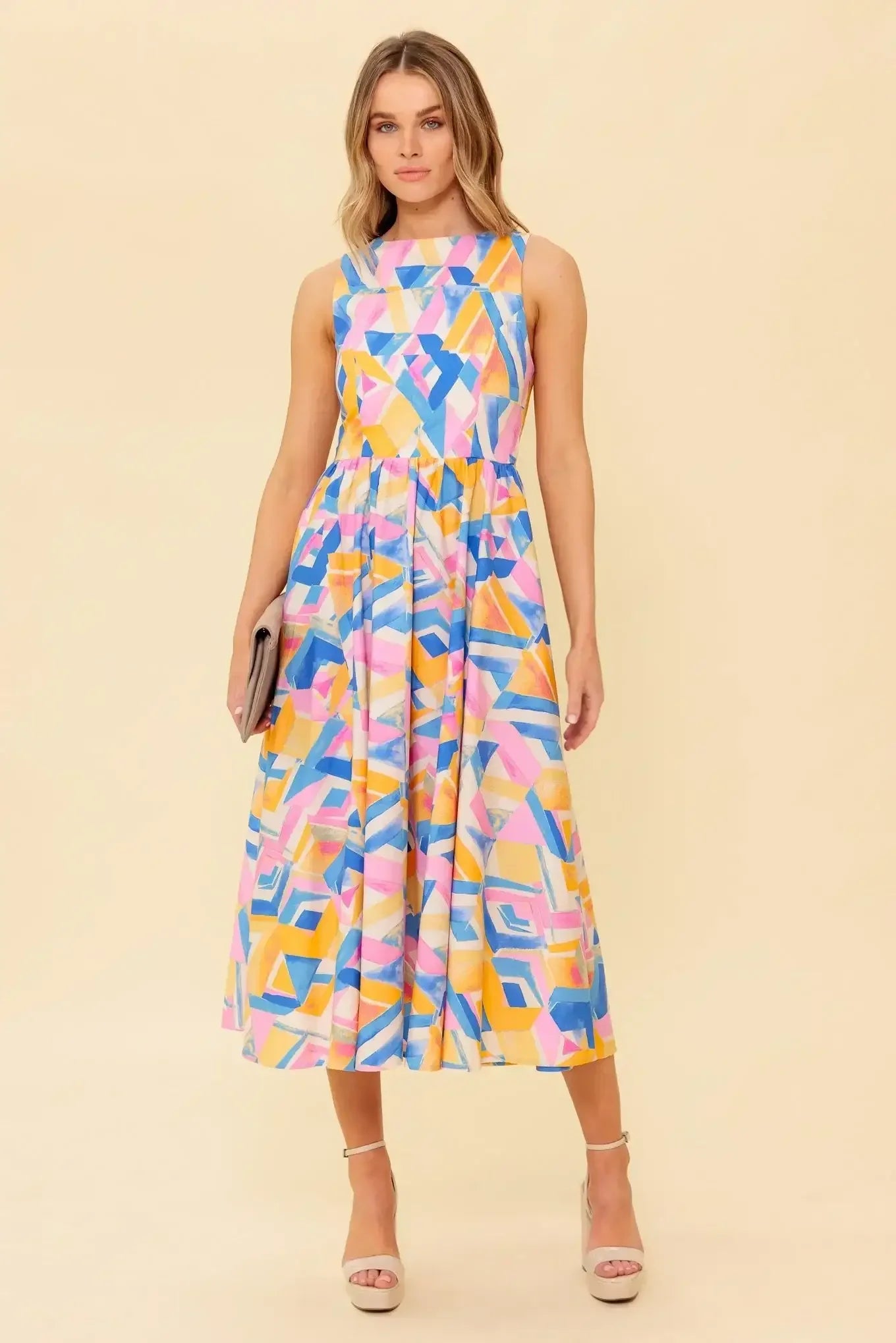 PATTON PARK MIDI DRESS - POWDER BLUE & PINK