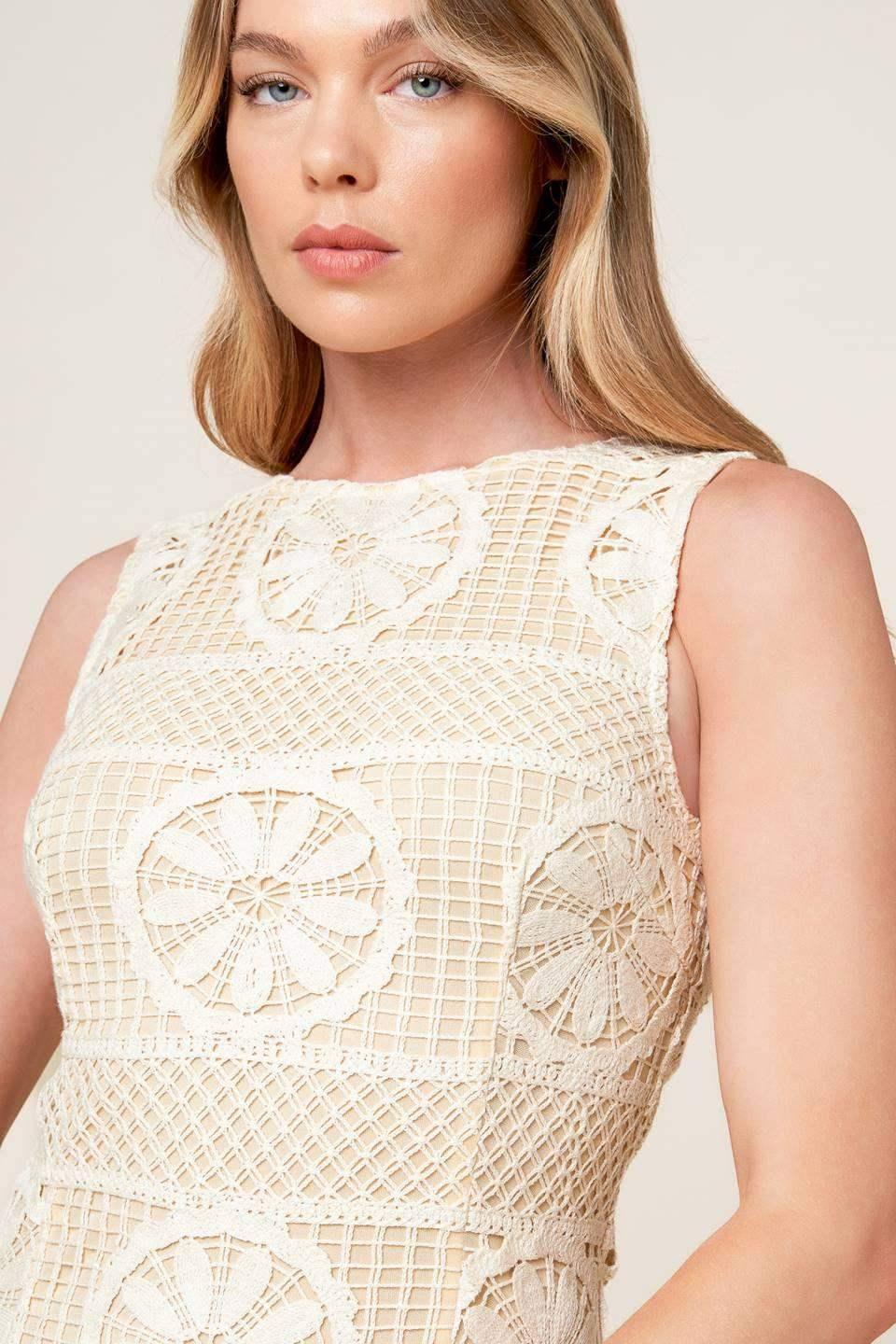 REBECCA LACE MIDI DRESS - CREAM