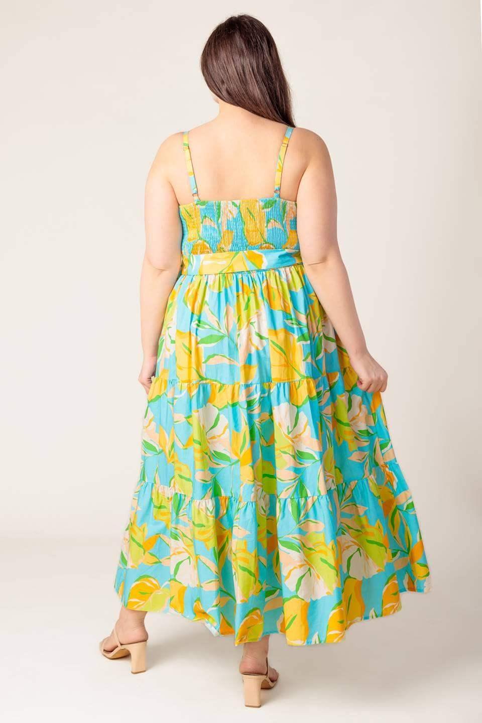 A PERFECT DAY MIDI DRESS - BLUE & YELLOW