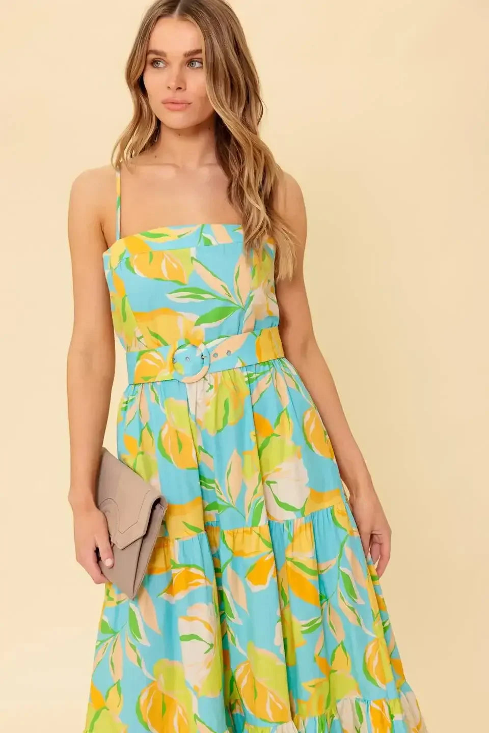A PERFECT DAY MIDI DRESS - BLUE & YELLOW