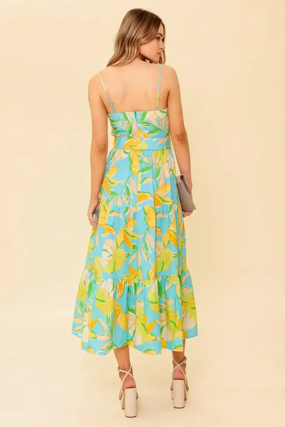 A PERFECT DAY MIDI DRESS - BLUE & YELLOW