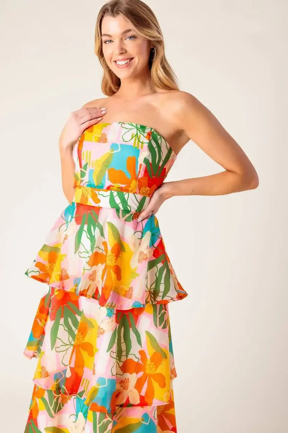HALF PAST SUNSET - TROPICAL PRINT MAXI DRESS
