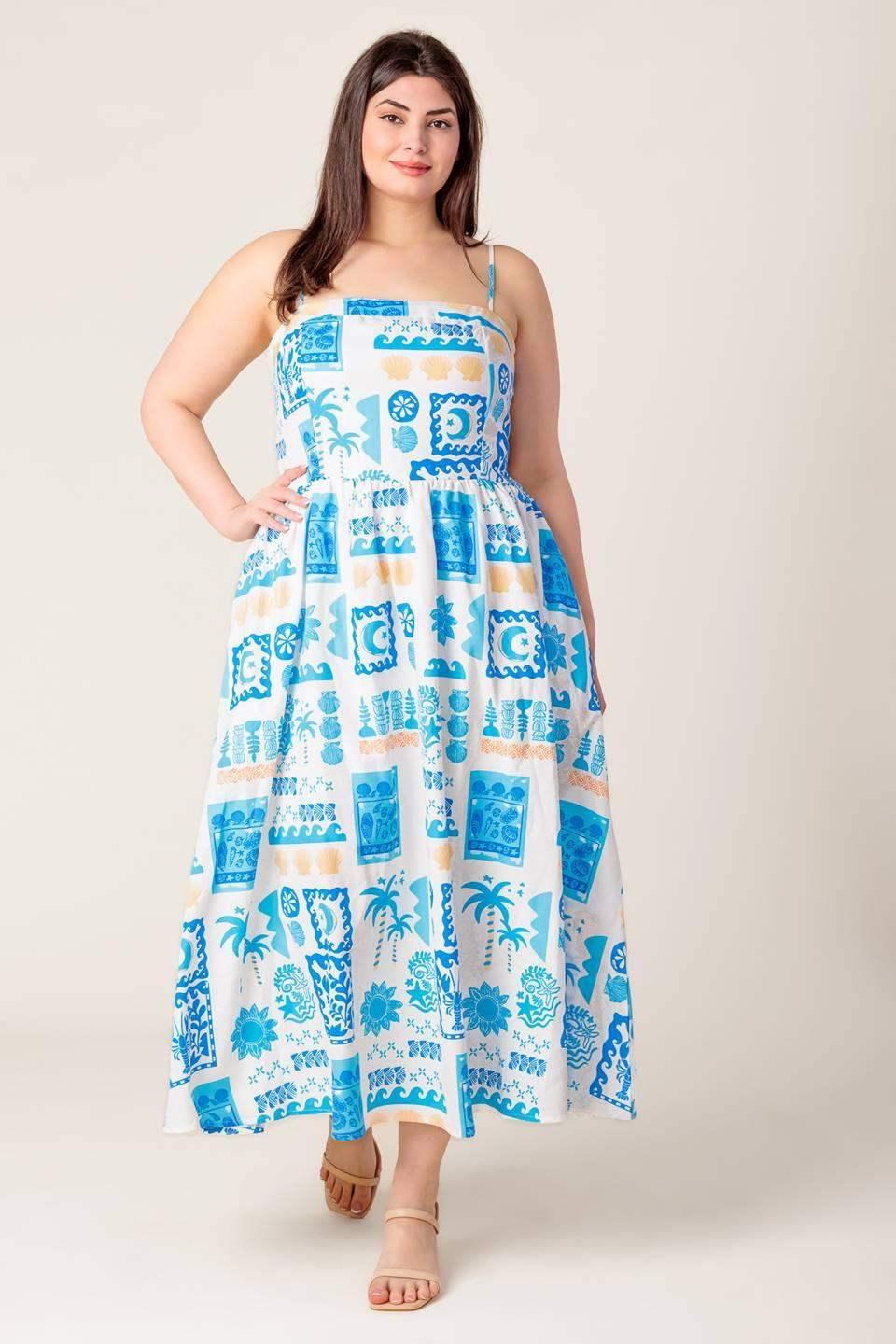 WANDER LUST MIDI DRESS - BLUE