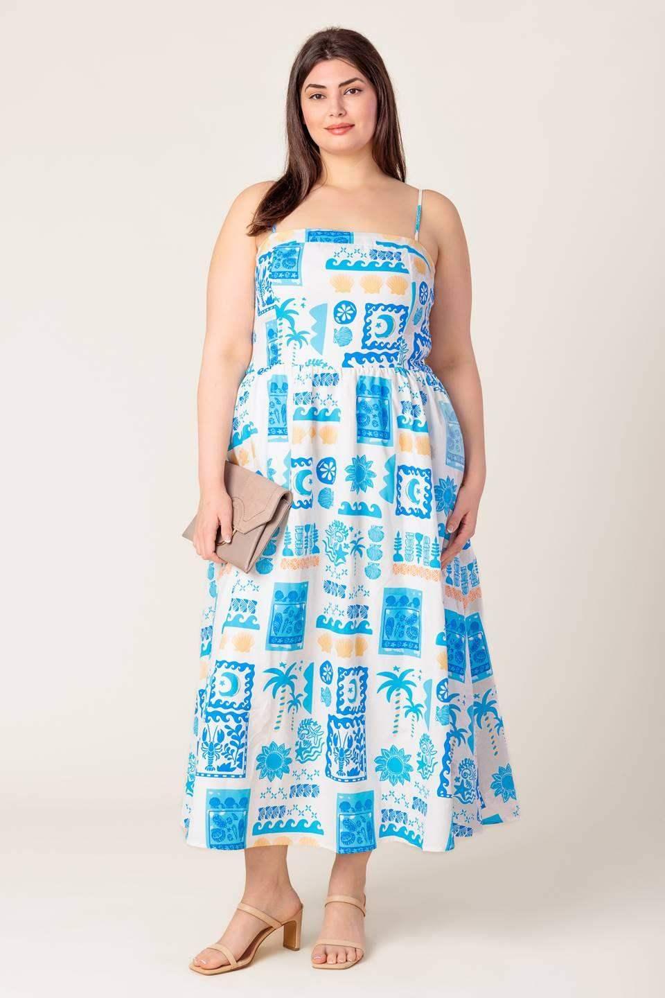 WANDER LUST MIDI DRESS - BLUE