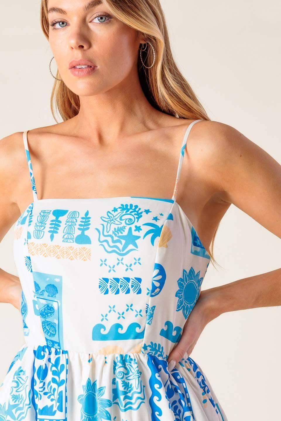 WANDER LUST MIDI DRESS - BLUE