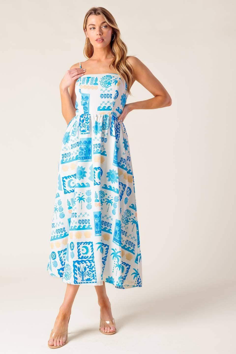 WANDER LUST MIDI DRESS - BLUE