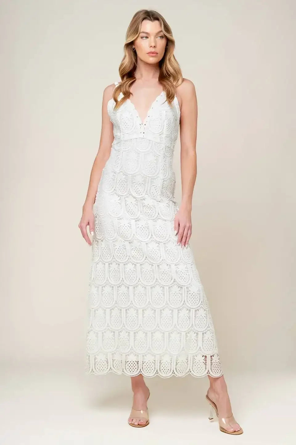 PINEAPPLE PARADISE WHITE LACE DRESS