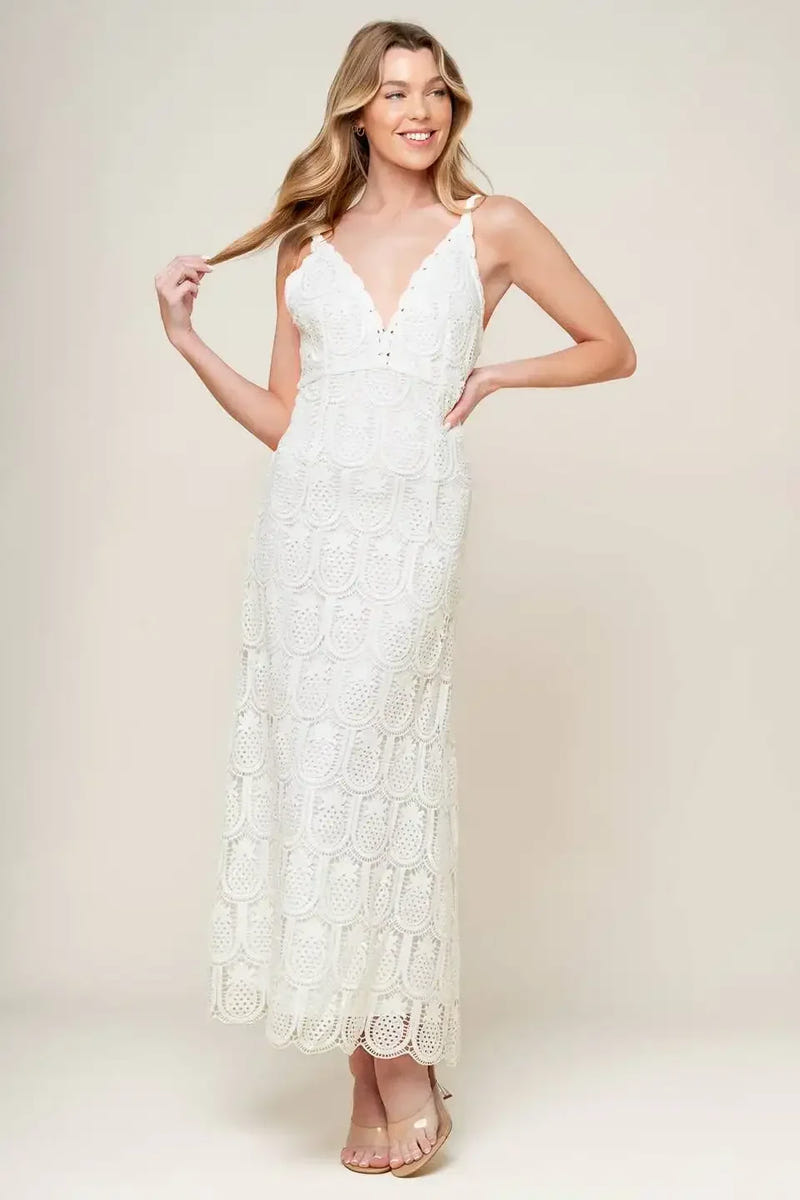 PINEAPPLE PARADISE WHITE LACE DRESS