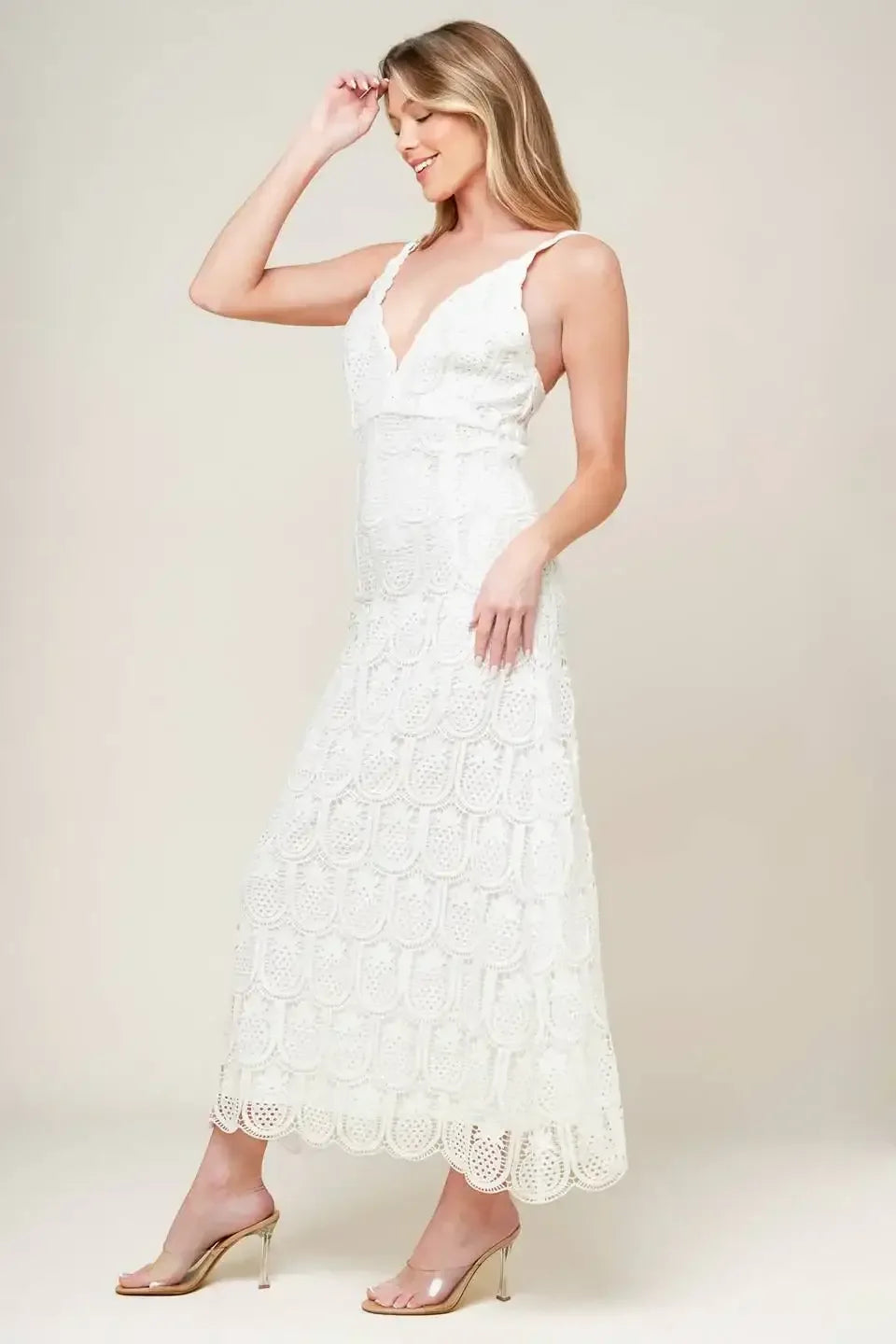 PINEAPPLE PARADISE WHITE LACE DRESS
