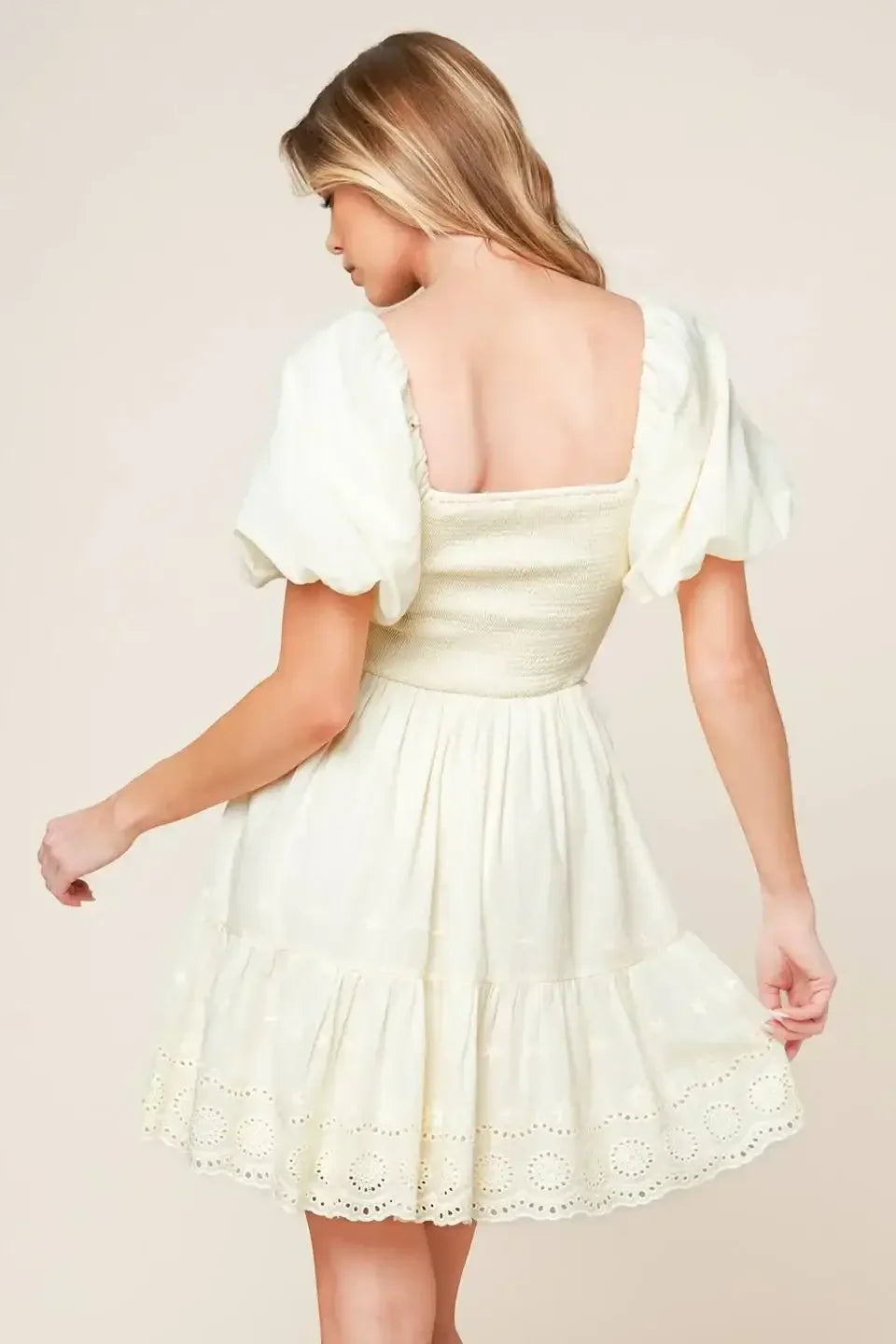 LOLA BOHO MINI DRESS - CREAM