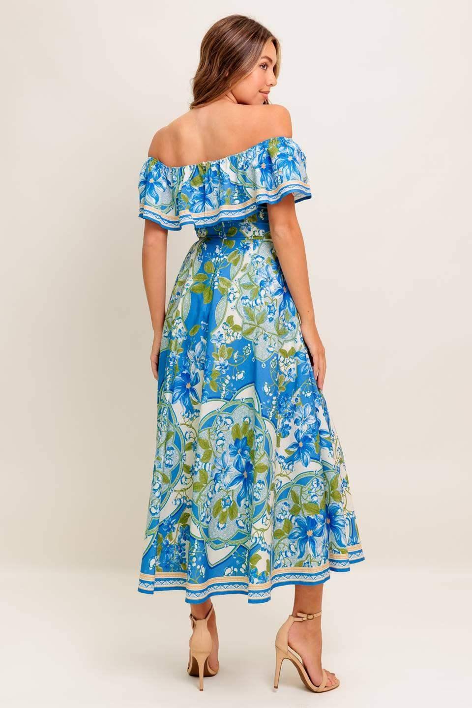 SIERRA POWDER BLUE FLORAL MIDI DRESS
