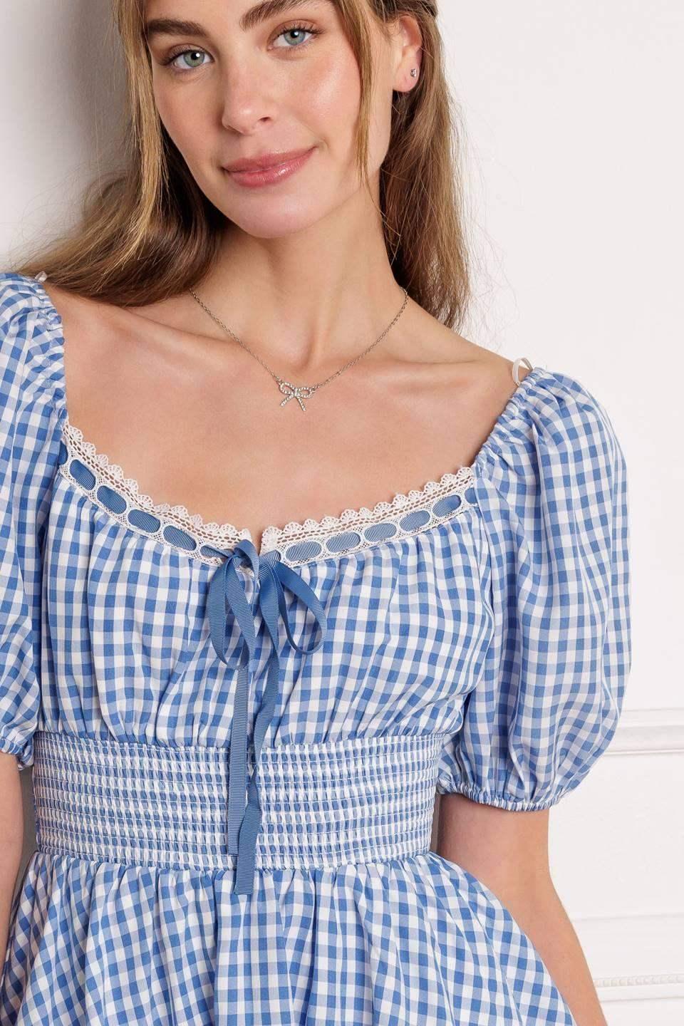 KANSAS SKIES - BLUE GINGHAM MINI DRESS