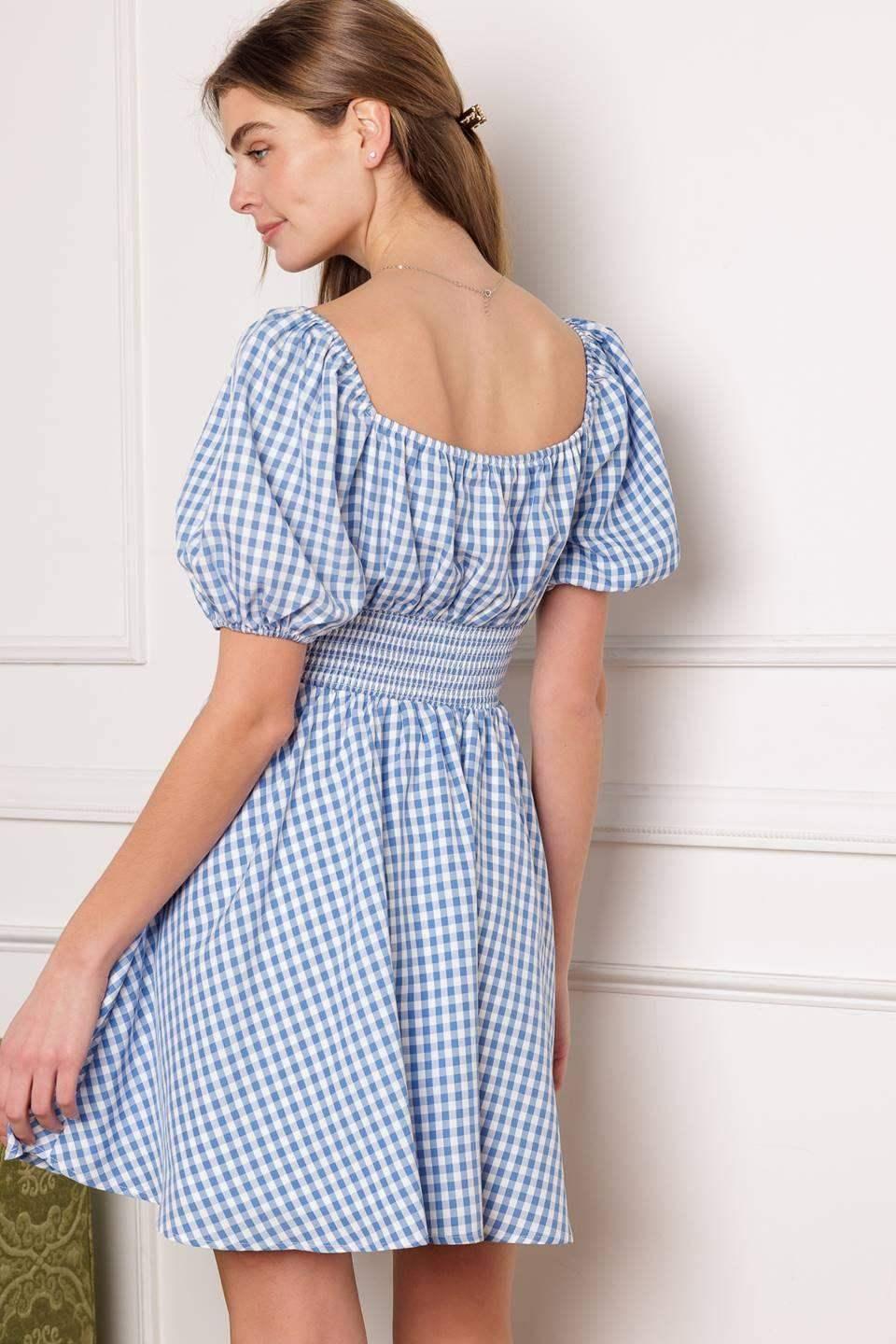 KANSAS SKIES - BLUE GINGHAM MINI DRESS