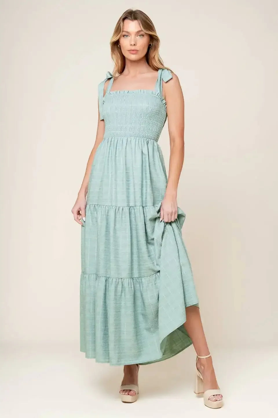 OCEAN BREEZES - DUSTY TEAL MAXI DRESS