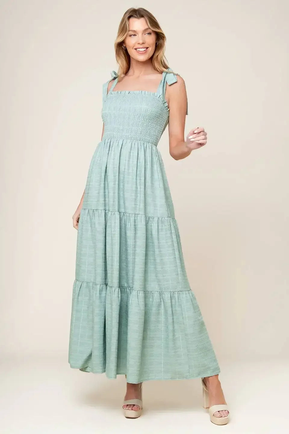 OCEAN BREEZES - DUSTY TEAL MAXI DRESS