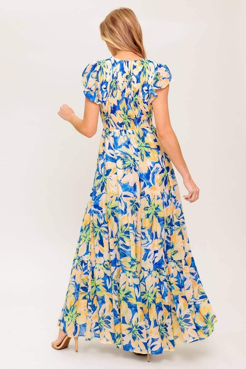 BRIDGEPORT MAXI DRESS - BLUE FLORAL SUMMER DRESS