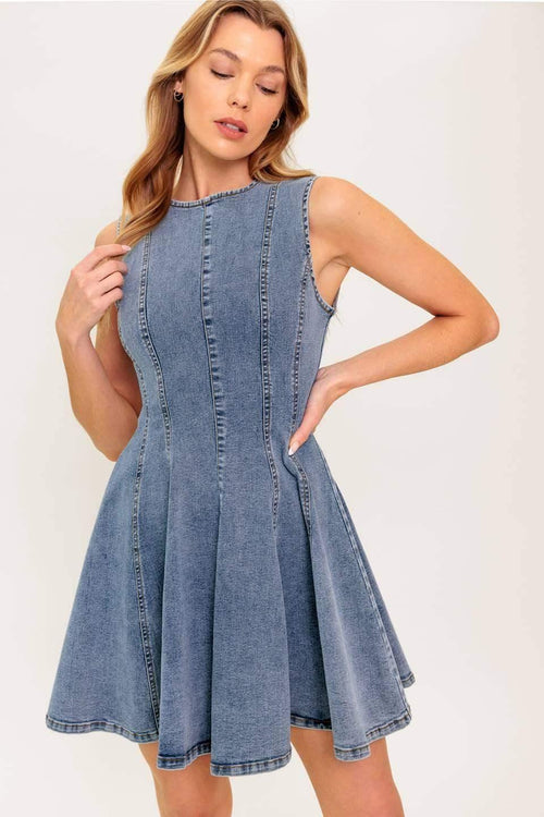 CAUGHT IN THE MOMENT - ACID - DENIM MINI DRESS