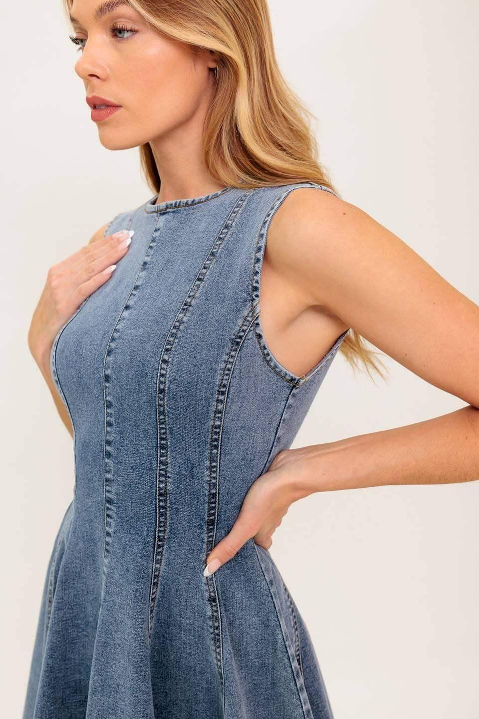 CAUGHT IN THE MOMENT - ACID - DENIM MINI DRESS