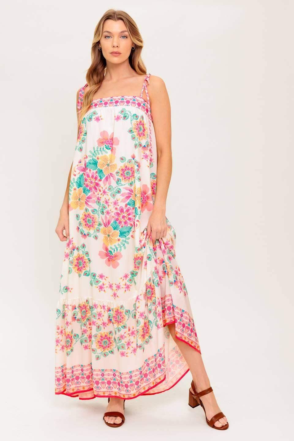SUMMER GLOW FLORAL MAXI DRESS - IVORY