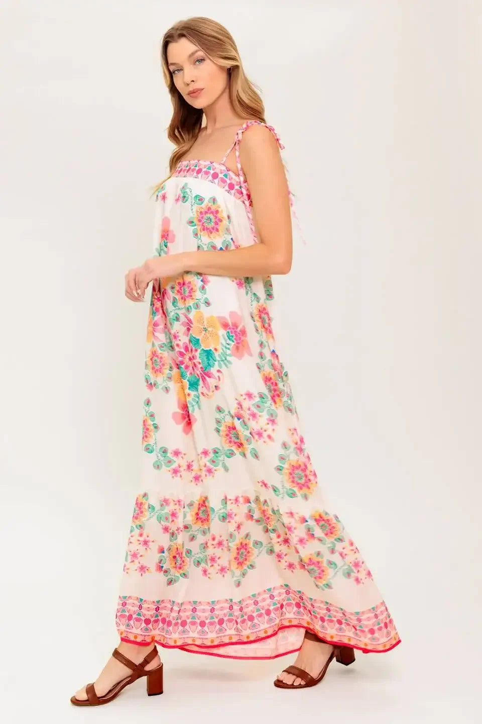 SUMMER GLOW FLORAL MAXI DRESS - IVORY