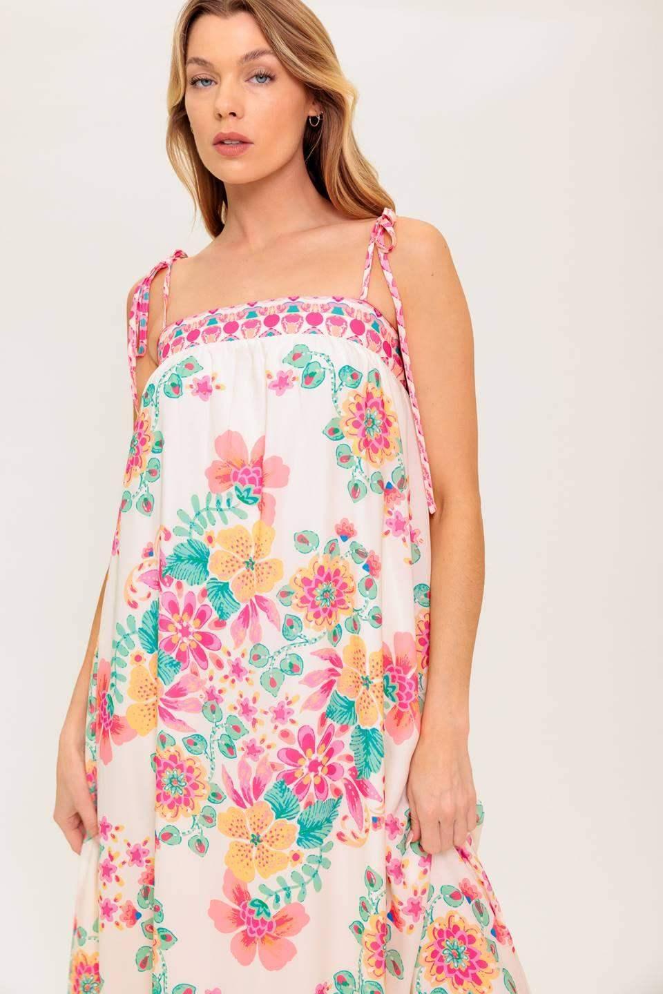SUMMER GLOW FLORAL MAXI DRESS - IVORY