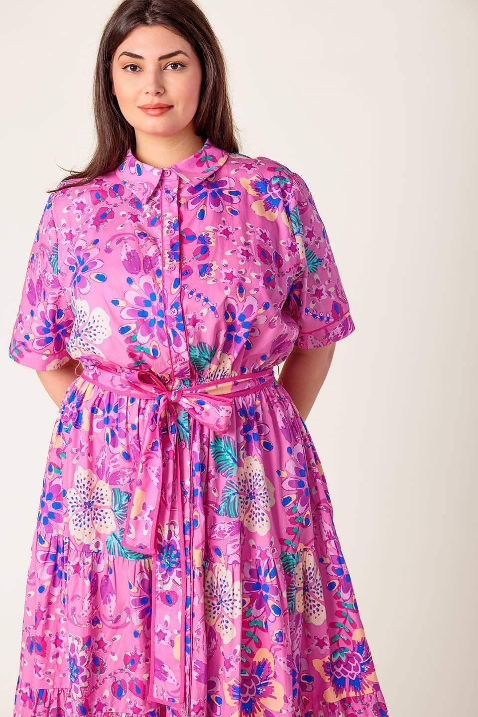 PETAL PRESS - PINK & PURPLE FLORAL MIDI DRESS