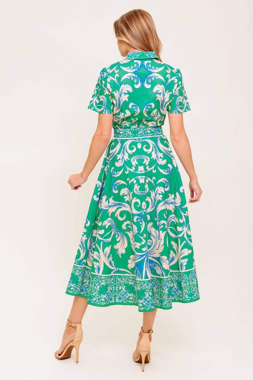 SUMMER BOUQUET SHIRT DRESS - GREEN