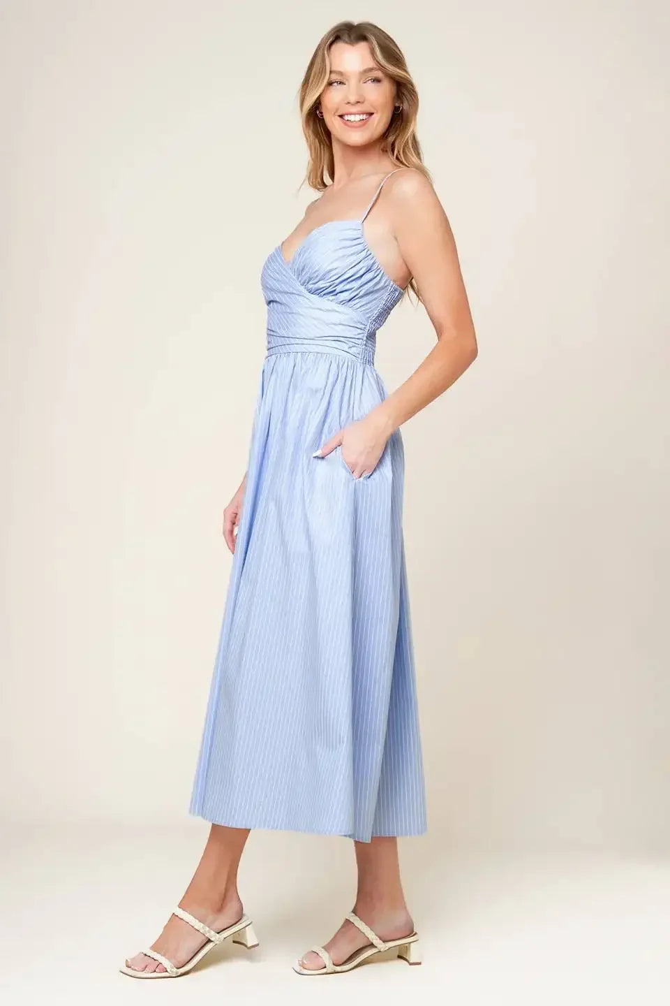SUMMER INVITE - PASTEL BLUE MIDI DRESS