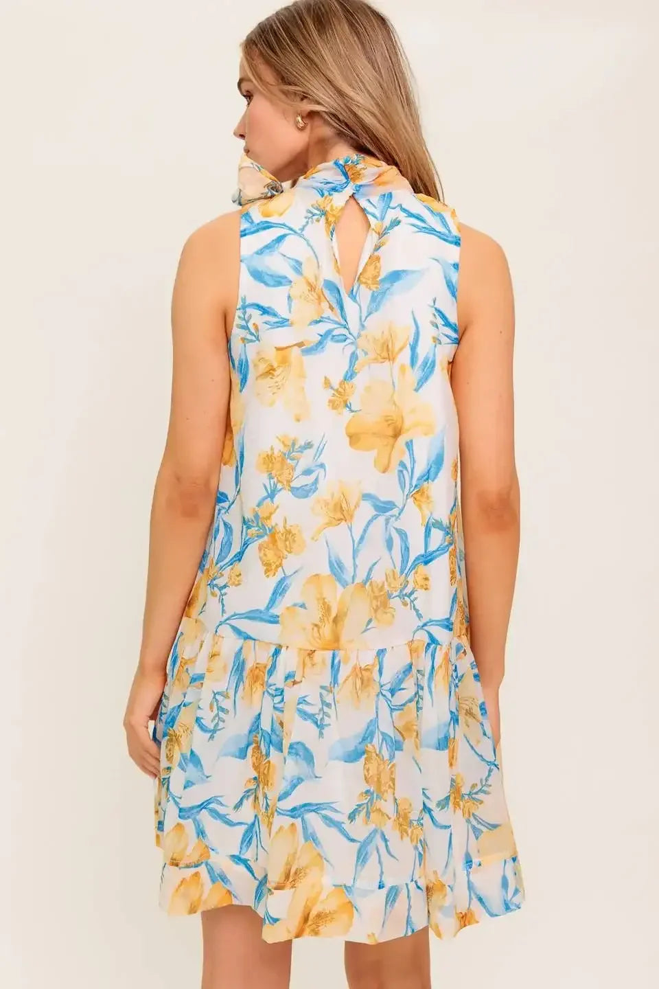 Daphne Bow Tie High Neck Mini Dress