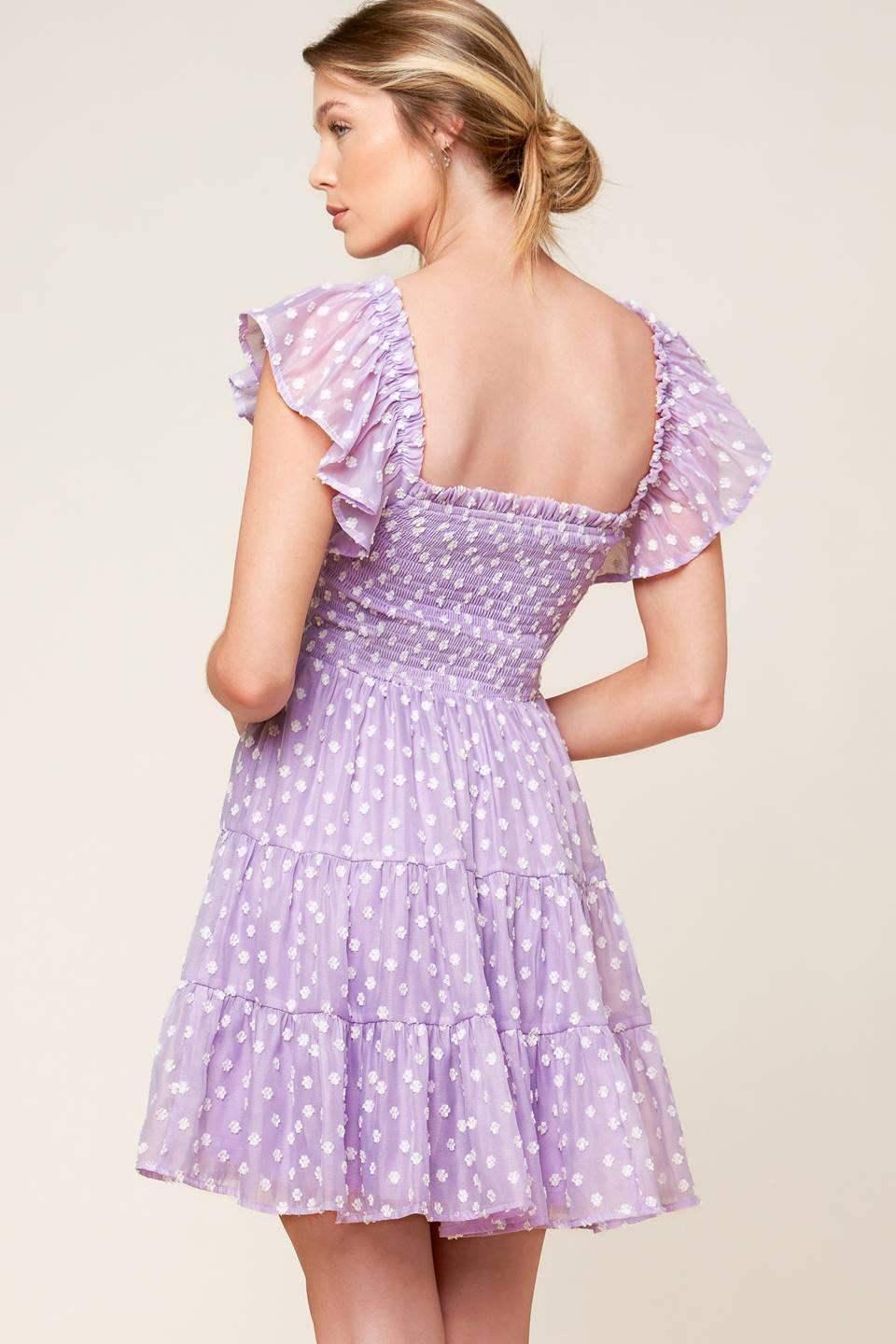 PLAYFULLY POSH LAVENDER MINI DRESS