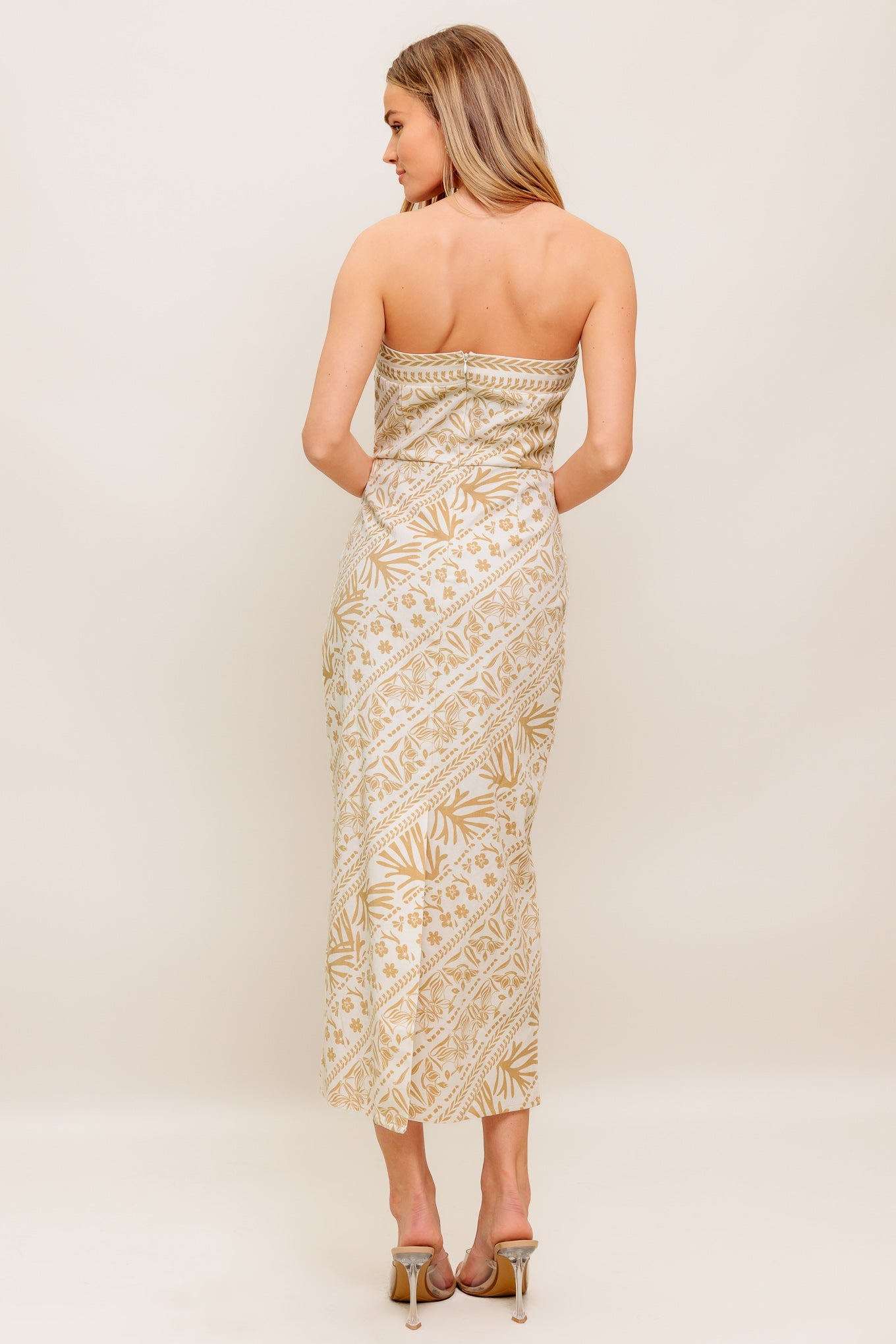 Lady Black Tie - Boho H-line Strapless Midi Dress - Size L Lady Black Tie - Boho H-line Strapless Midi Dress - Size L