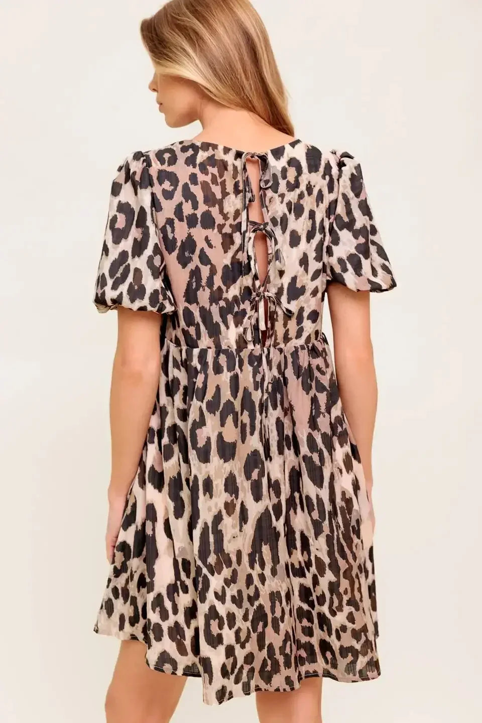 MARTINE LEOPARD MINI DRESS - TAUPE - FINAL SALE