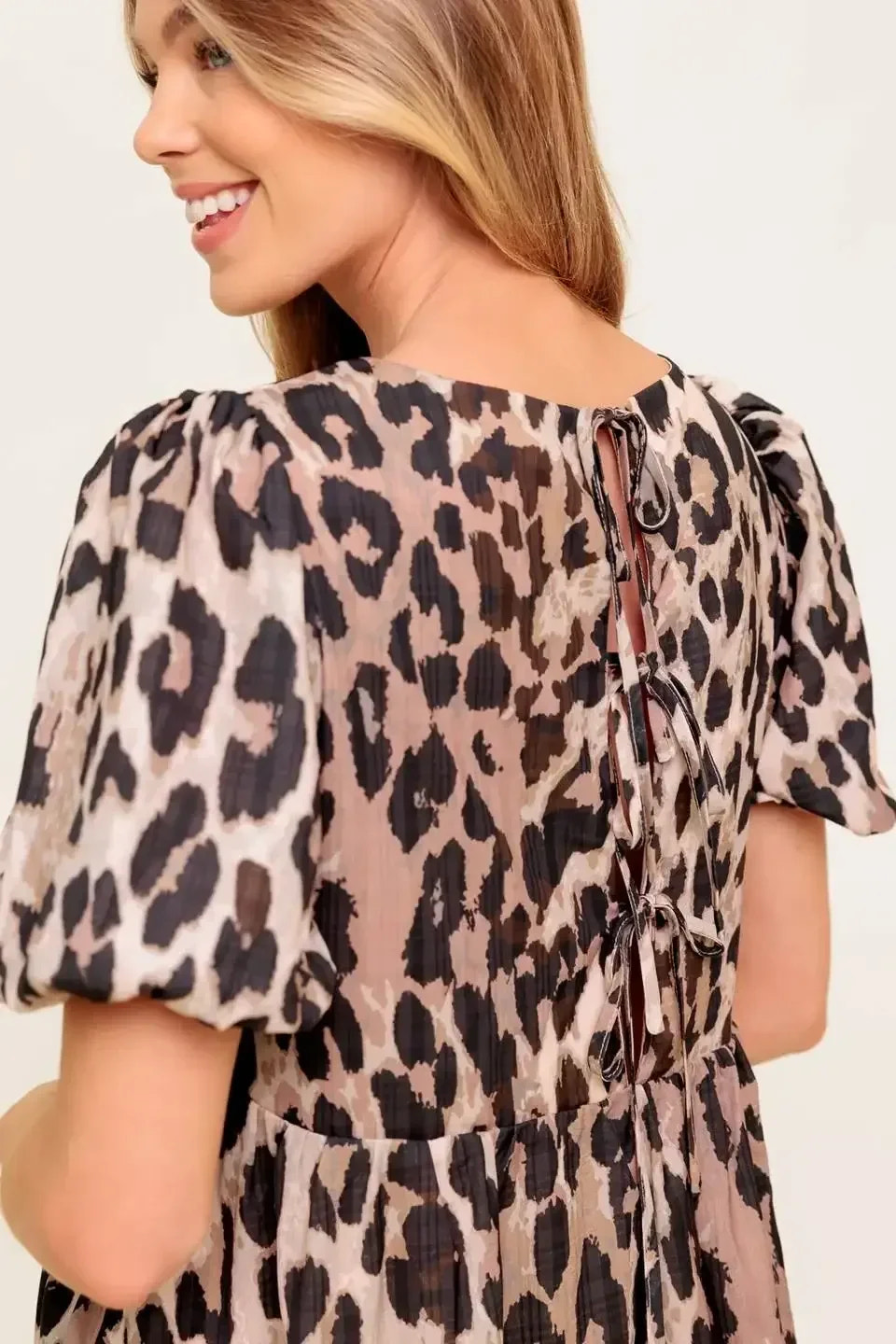 MARTINE LEOPARD MINI DRESS - TAUPE - FINAL SALE