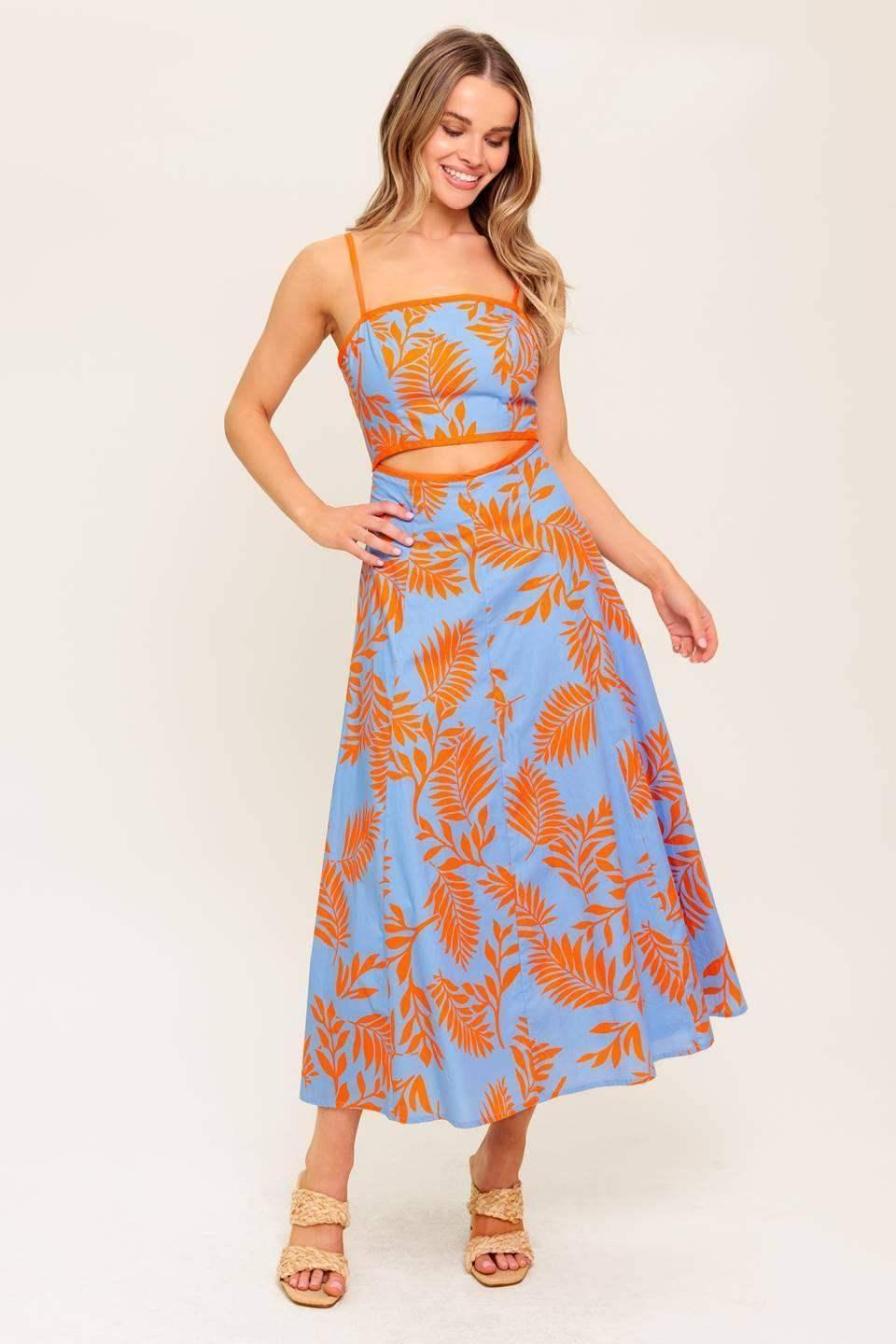 APRICOT SUNSET CUT-OUT MIDI DRESS - FINAL SALE