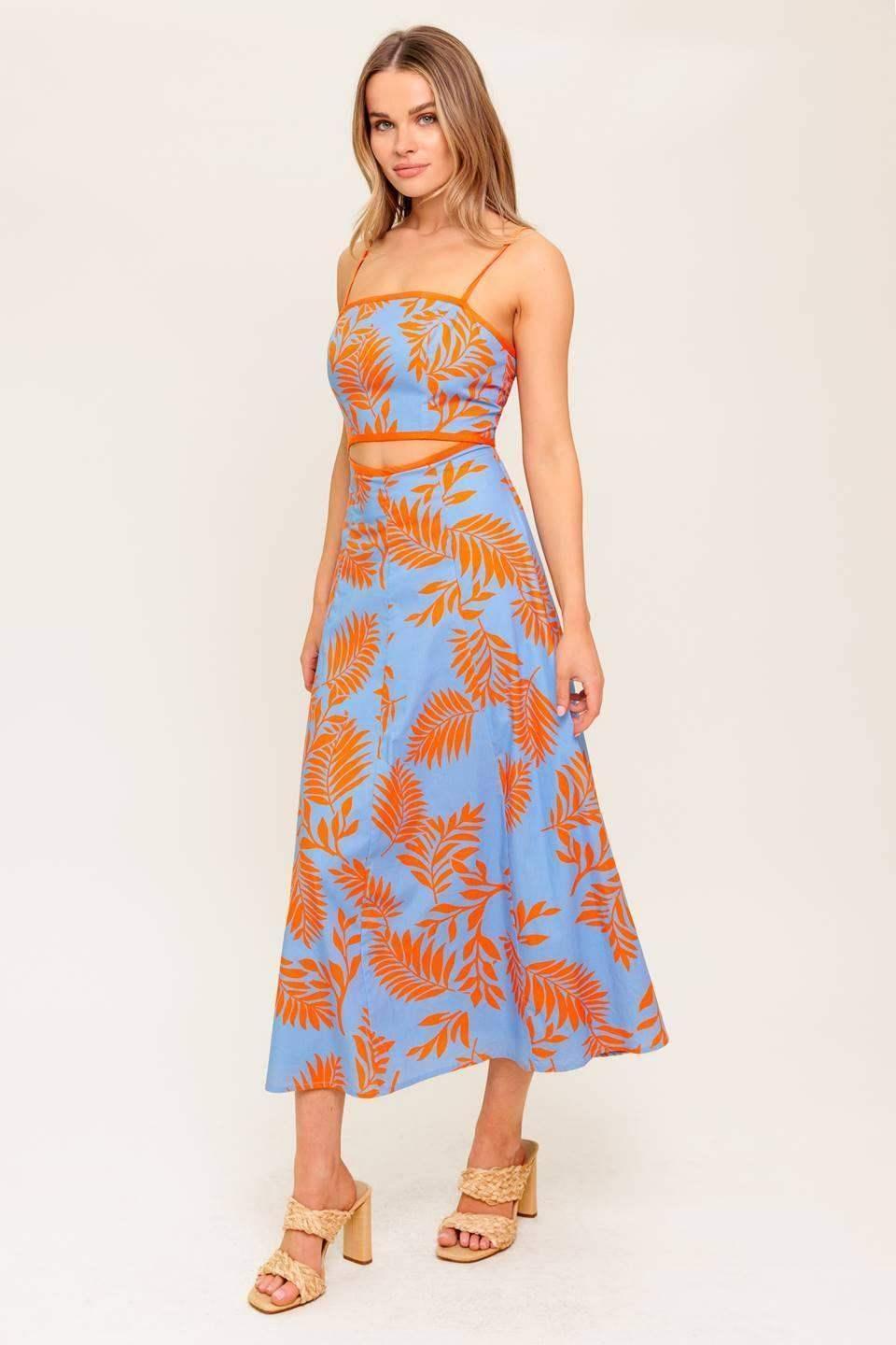 APRICOT SUNSET CUT-OUT MIDI DRESS - FINAL SALE