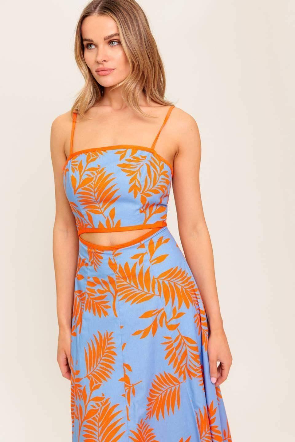 Lady Black Tie - Apricot Sunset Cut-Out Midi Dress - Size M Lady Black Tie - Apricot Sunset Cut-Out Midi Dress - Size M