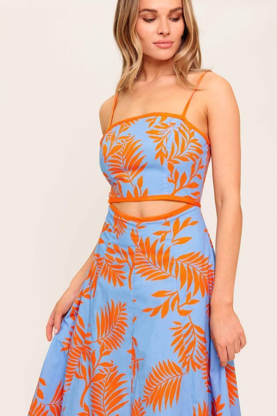 APRICOT SUNSET CUT-OUT MIDI DRESS - FINAL SALE