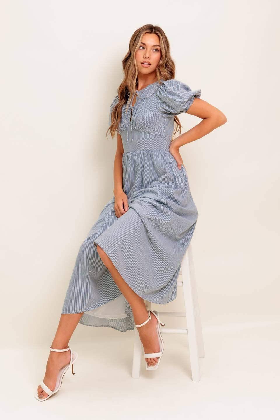 CHERIE MIDI DRESS - BLUE