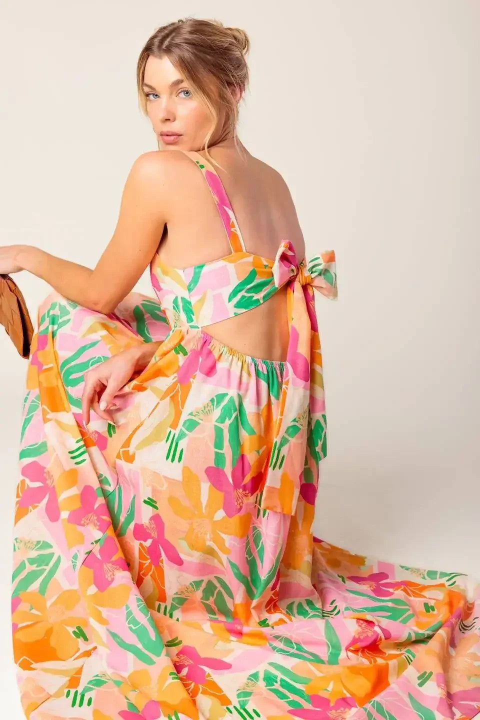BON VOYAGE MAXI DRESS - PINK & ORANGE