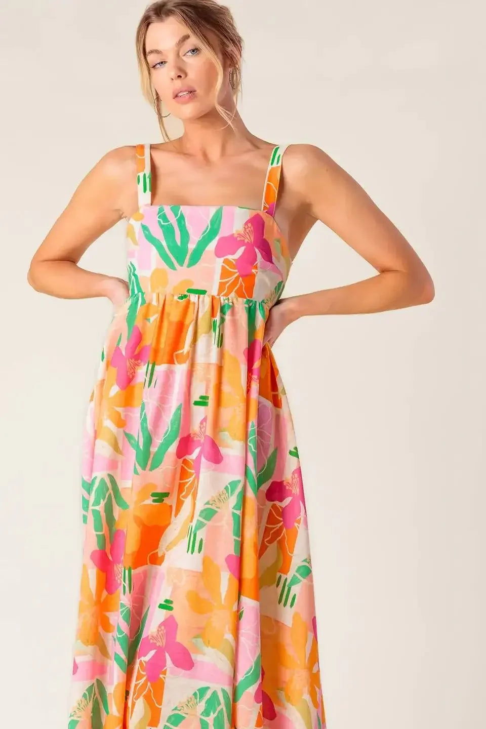 BON VOYAGE MAXI DRESS - PINK & ORANGE