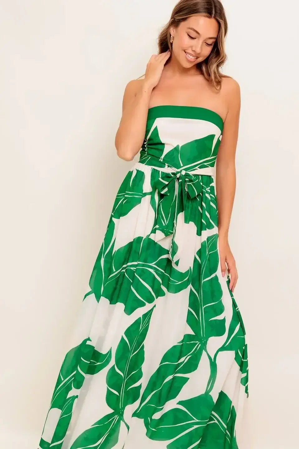 BALI BREEZE LEAF PRINT MAXI DRESS